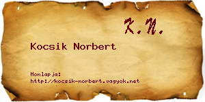 Kocsik Norbert névjegykártya